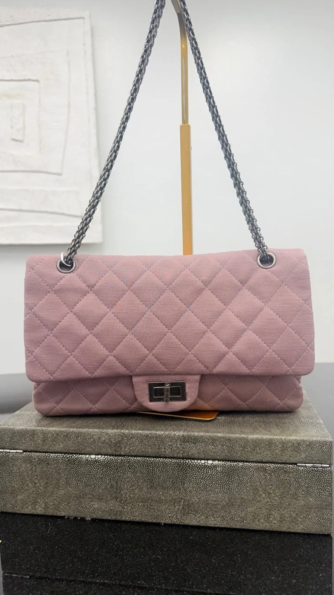 Chanel Dusty Pink Jersey Medium Reissue Double Flap Handbag