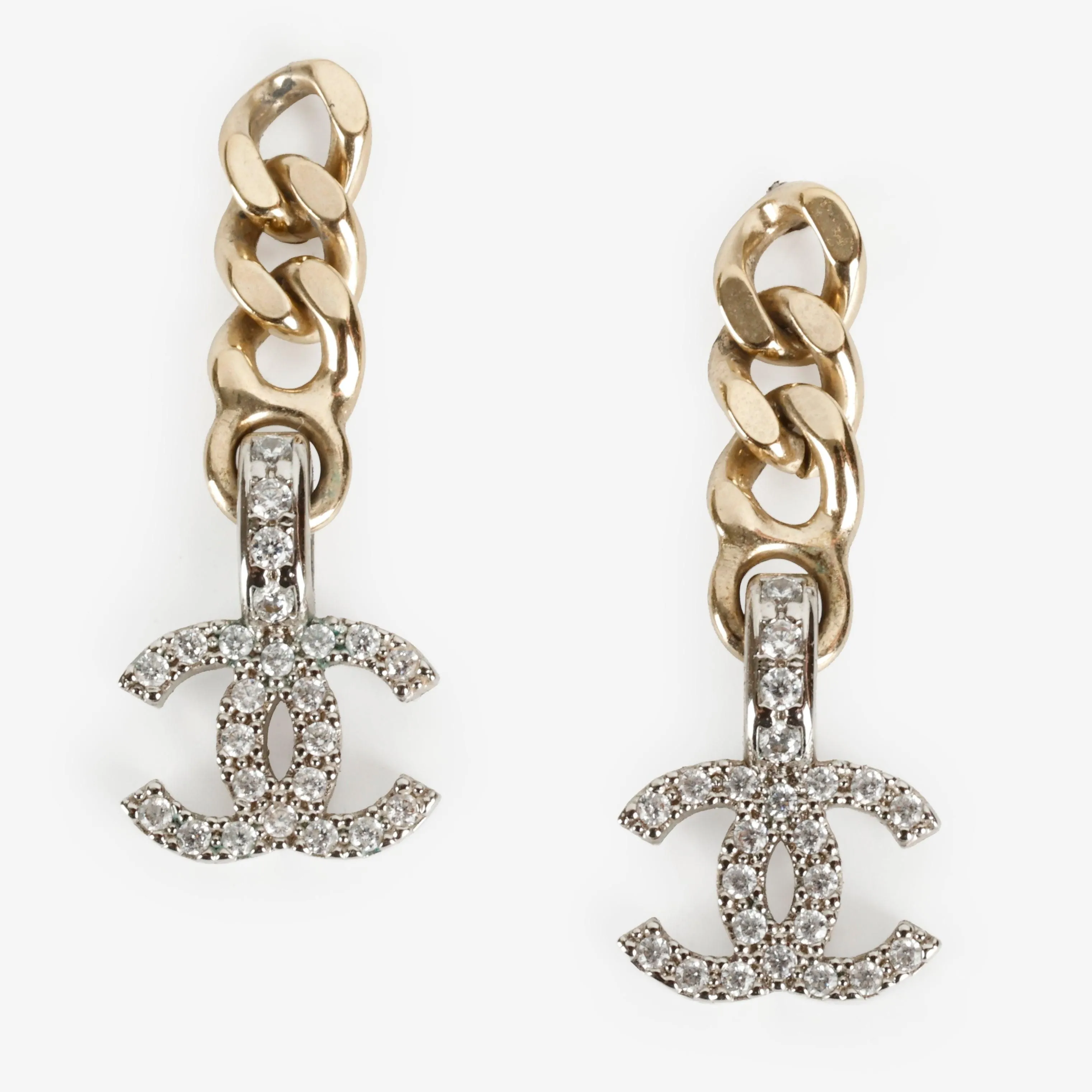 Two Tone Dangle Chain Earrings