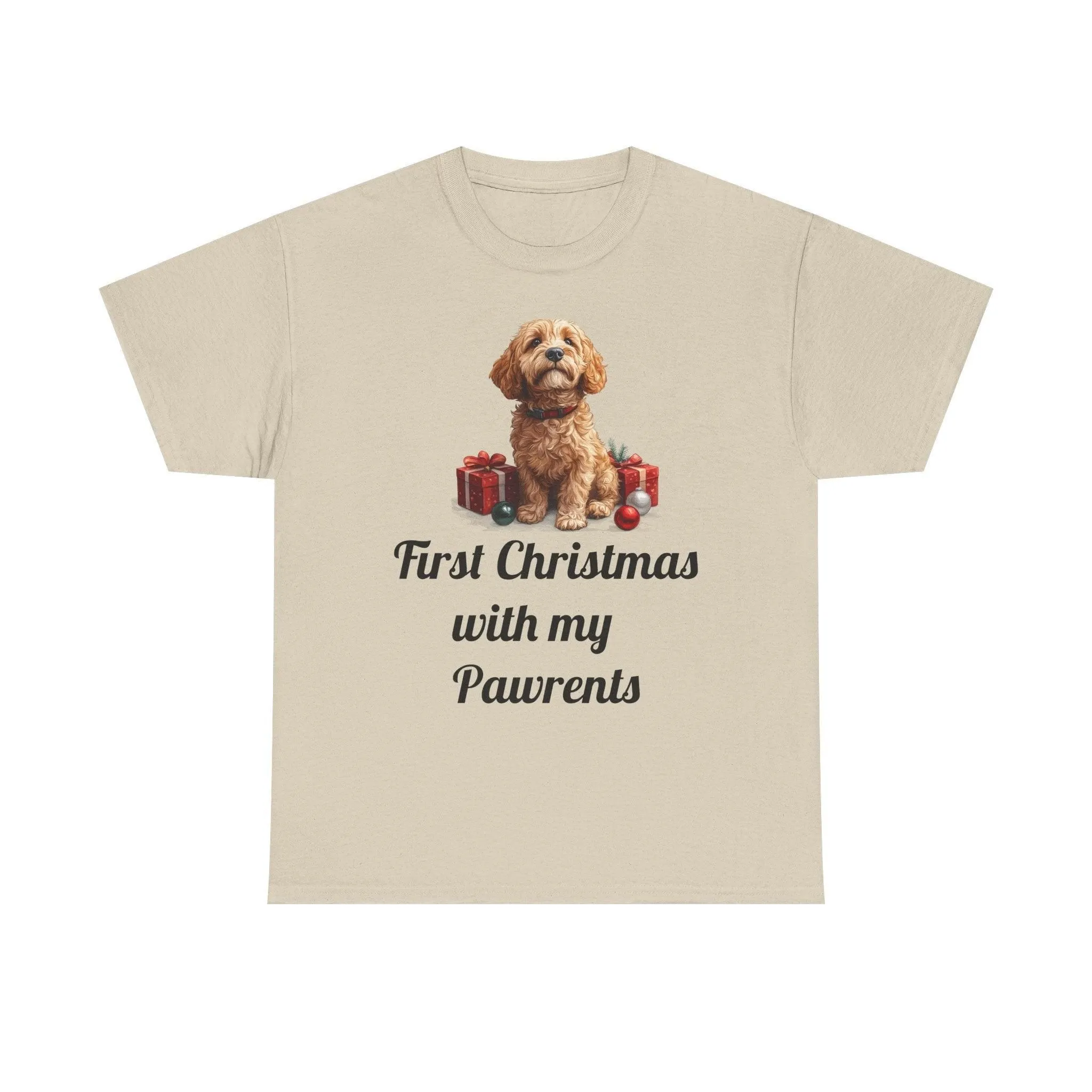 First Christmas with My Pawrents Goldendoodle Puppy T-Shirt, Gift for Her, Gift for Him, New Puppy Owners