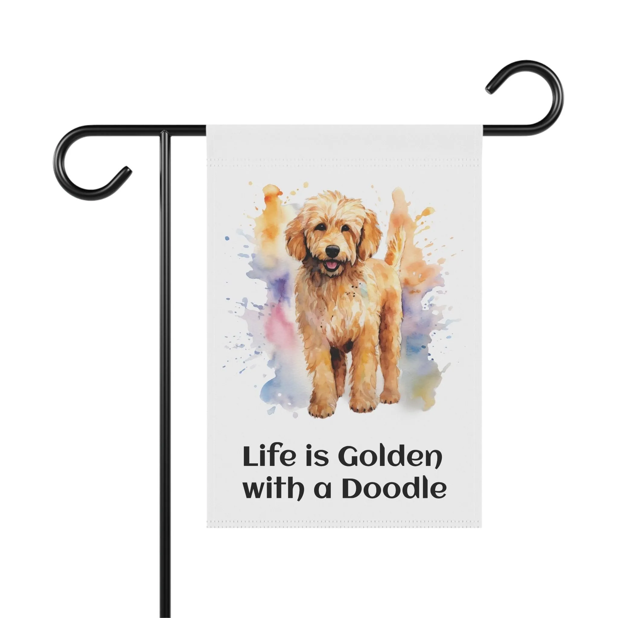 Garden & House Banner — "Life is Golden" Colorful Doodle Banner, 12" × 18" and 24.5" × 32"