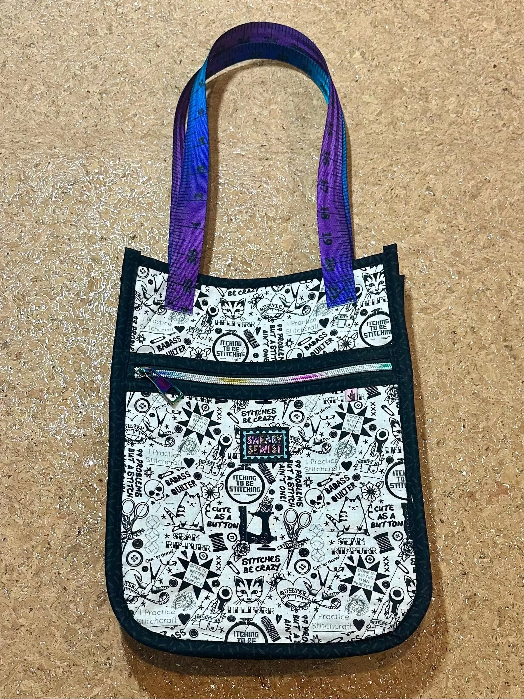 "Sweary Sewist" Handmade Quilted Tote Bag