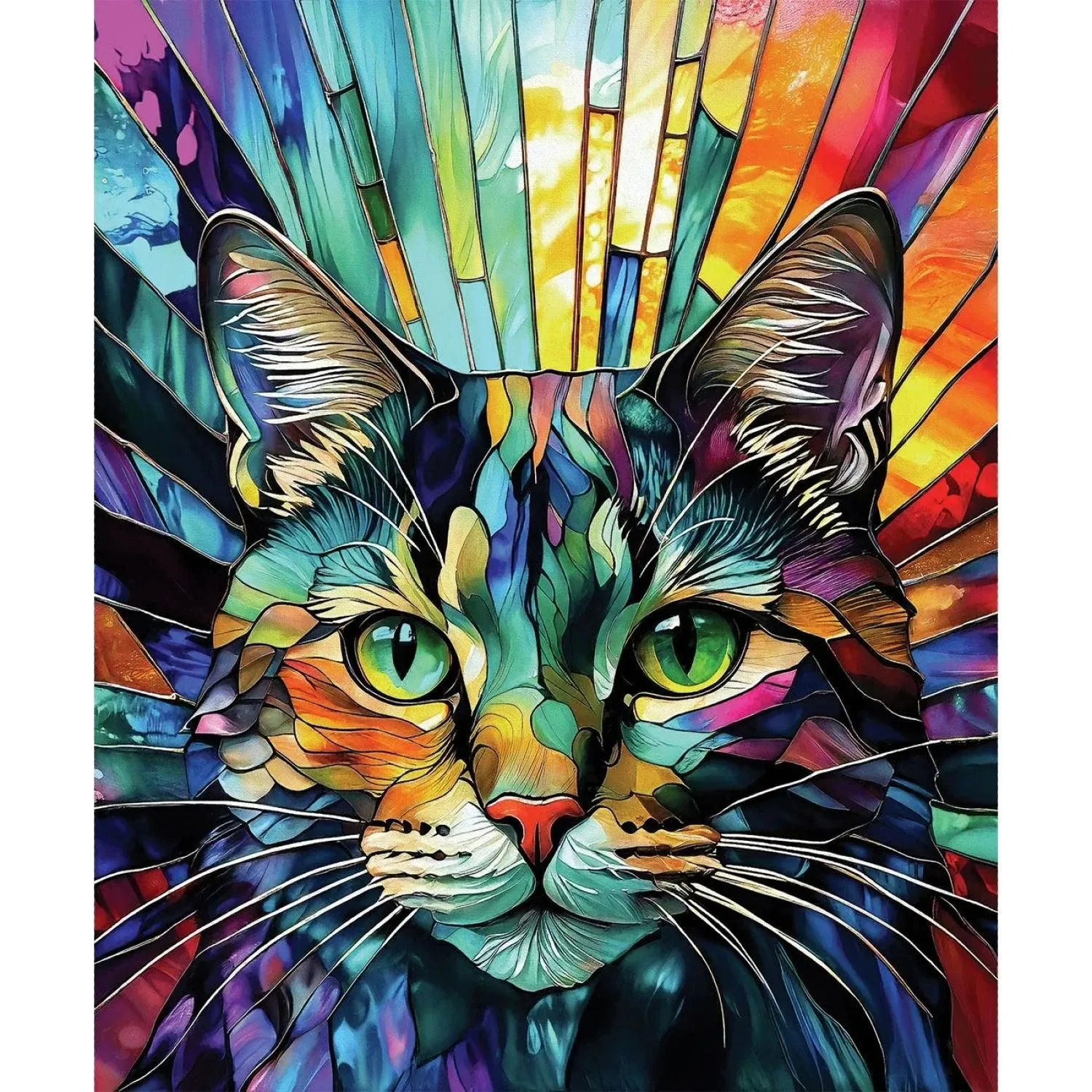 Kaleidoscope Collection- Digital Print 36" Cat Panel: Sold by the PANEL.