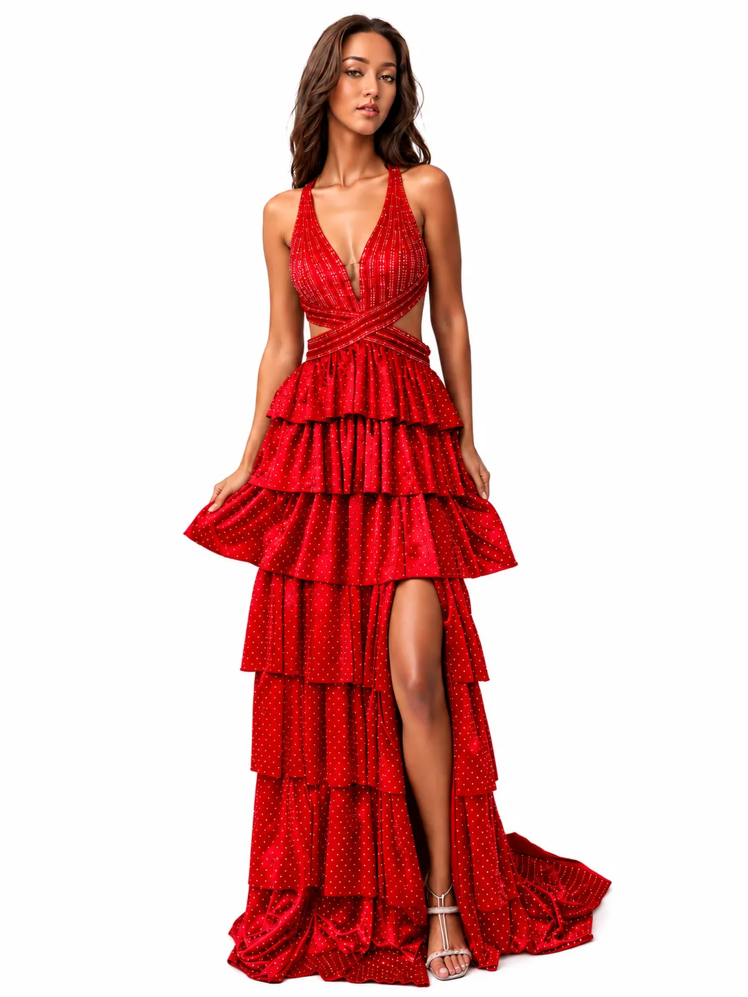 Nina Canacci 9200 Size 6 Red Prom Dress Cut Out Backless Slit