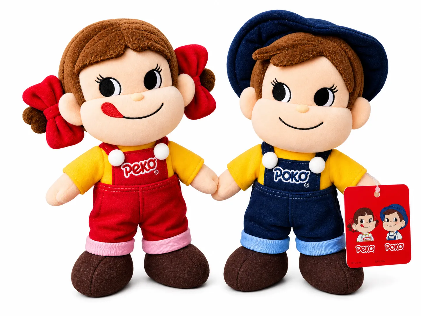 SEGA Peko-Chan & Poko-Chan Vintage 2004 Overall Plush Pair – Complete 2-Piece Set
