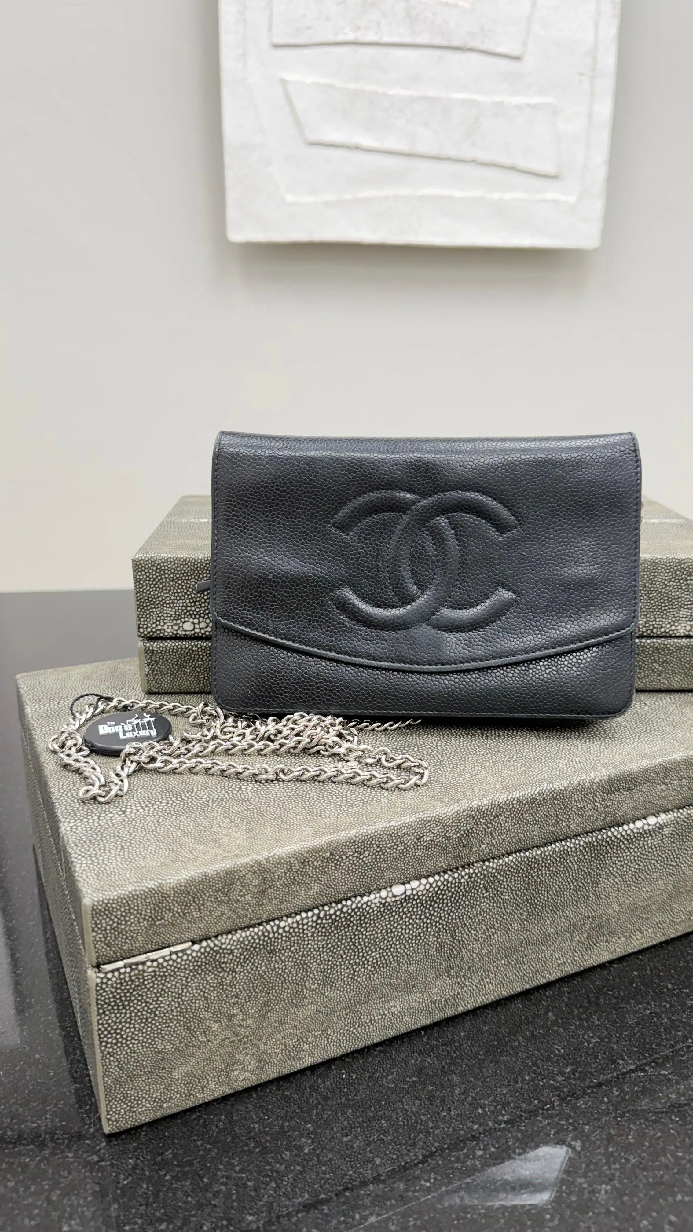 Chanel Black Caviar CC Wallet on a Chain