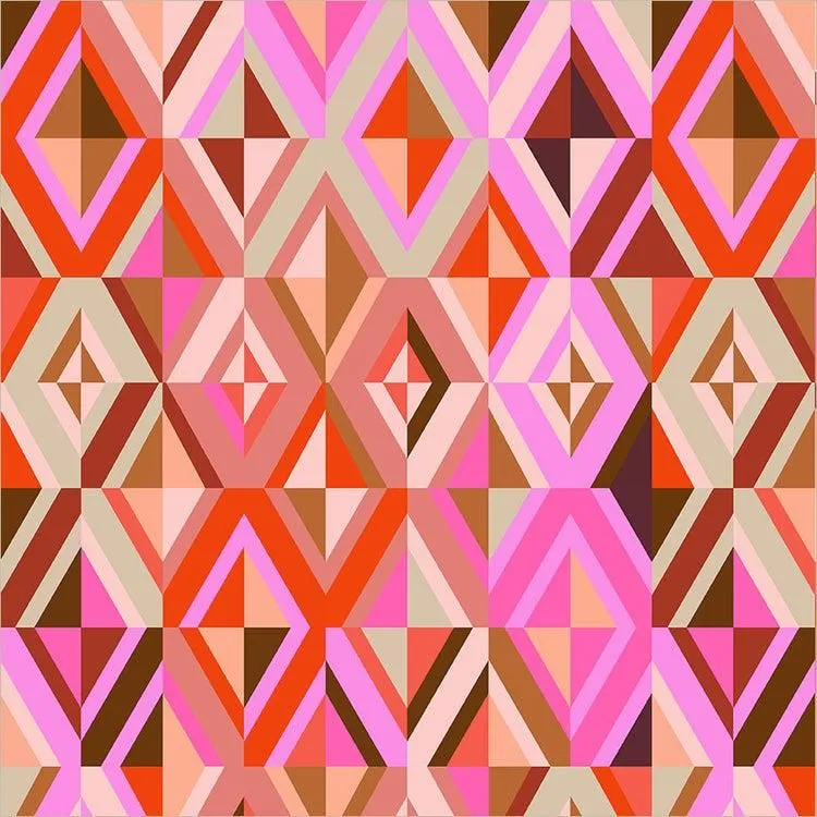 Diamonds- Coral, Happy Place by Annabel Wrigley for Windham Fabrics