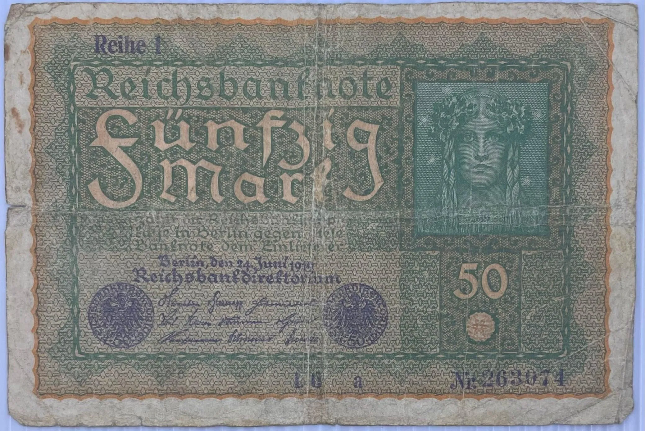Germany 1919 50 Mark P-66 Used World Banknote Currency
