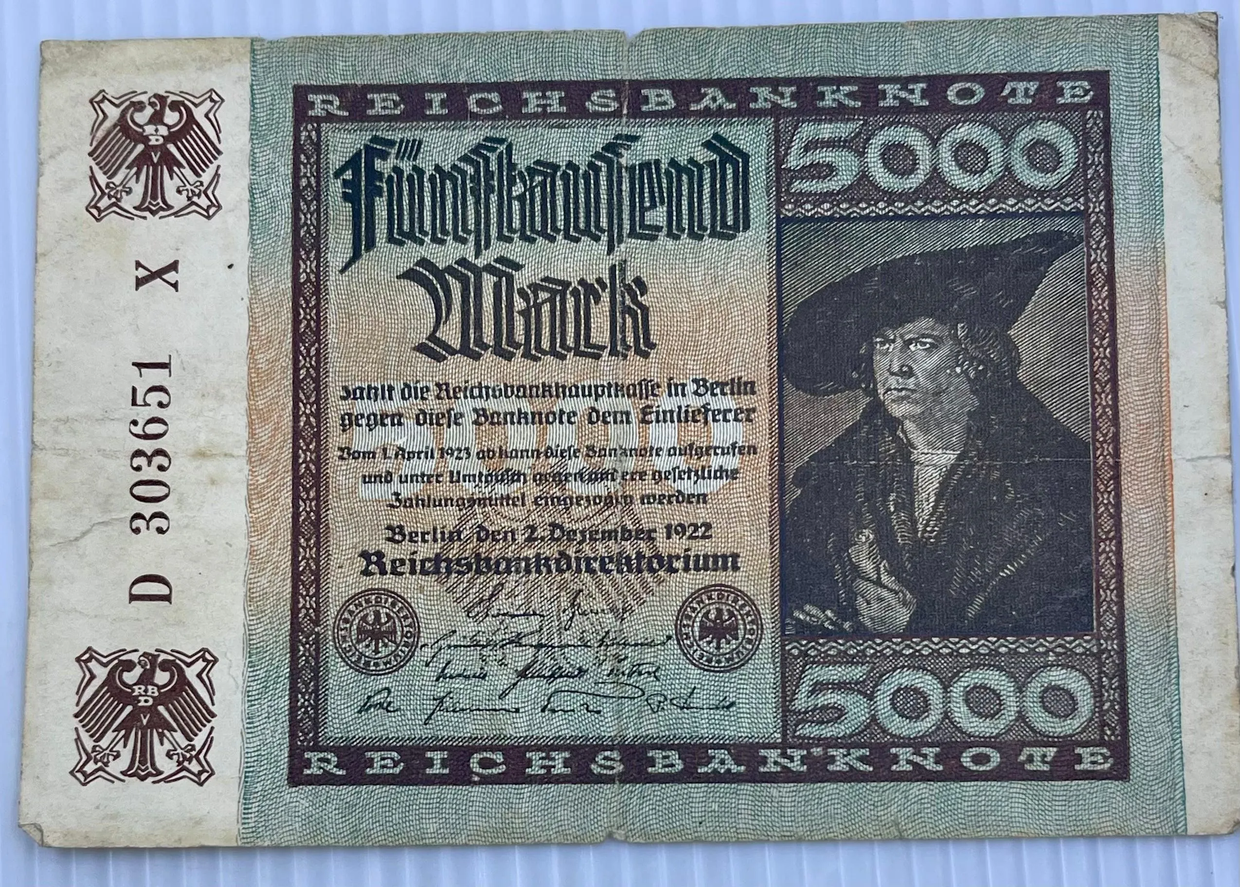 Germany 1922 5000 Mark P-81 Used World Banknote Currency From Lot