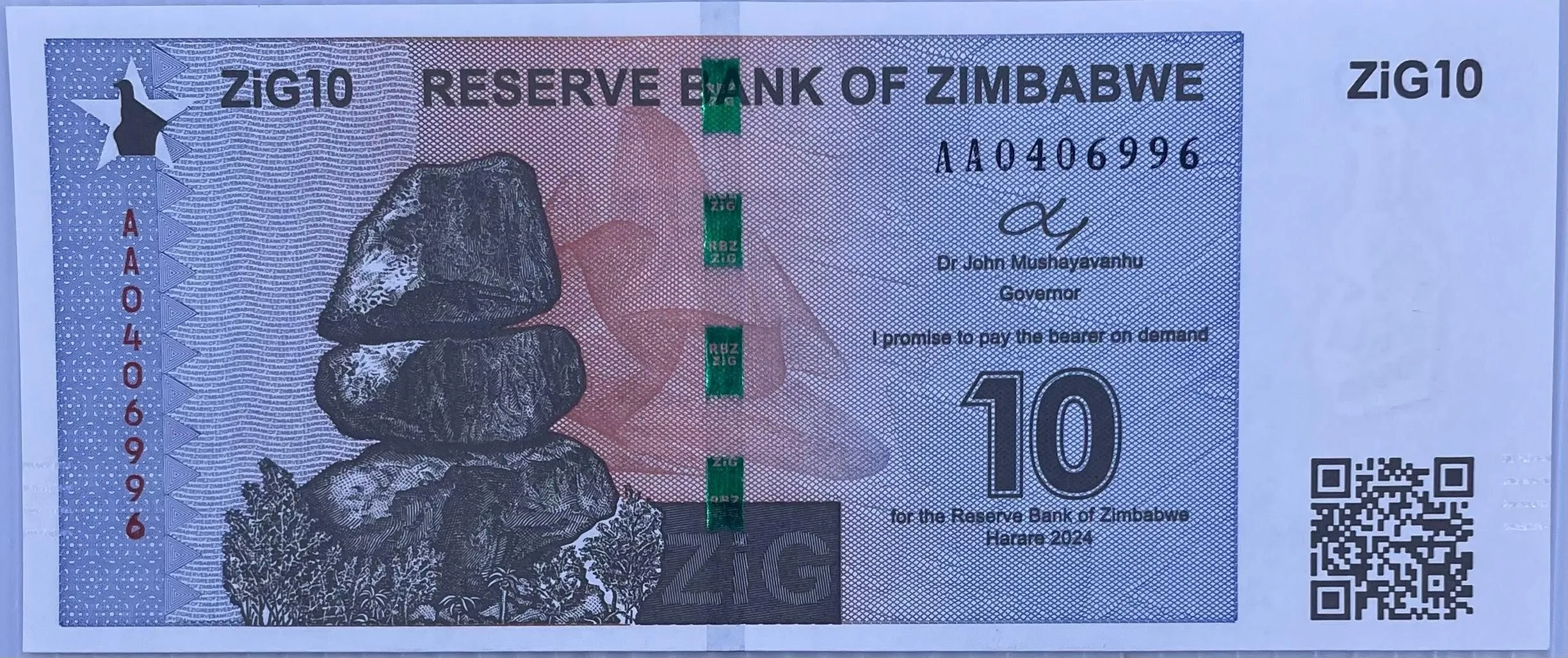 Zimbabwe 2024 10 Zig P-110 UNC World Banknote