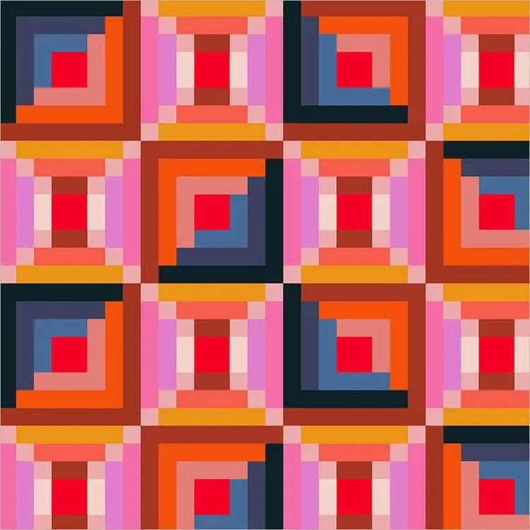 Log Cabin - Sunset, Happy Place by Annabel Wrigley for Windham Fabrics