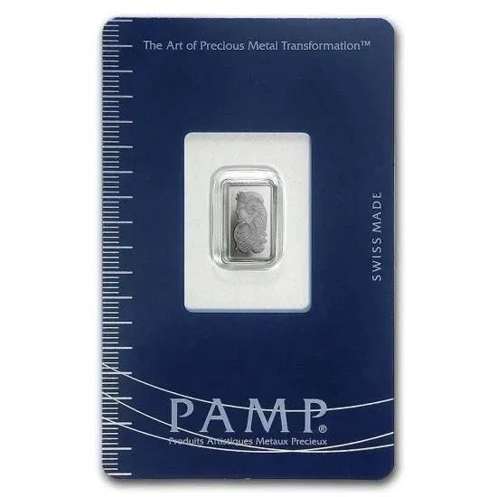 Pamp Suisse 1 gram Palladium Bar .9995 Fine Palladium - In Assay Card