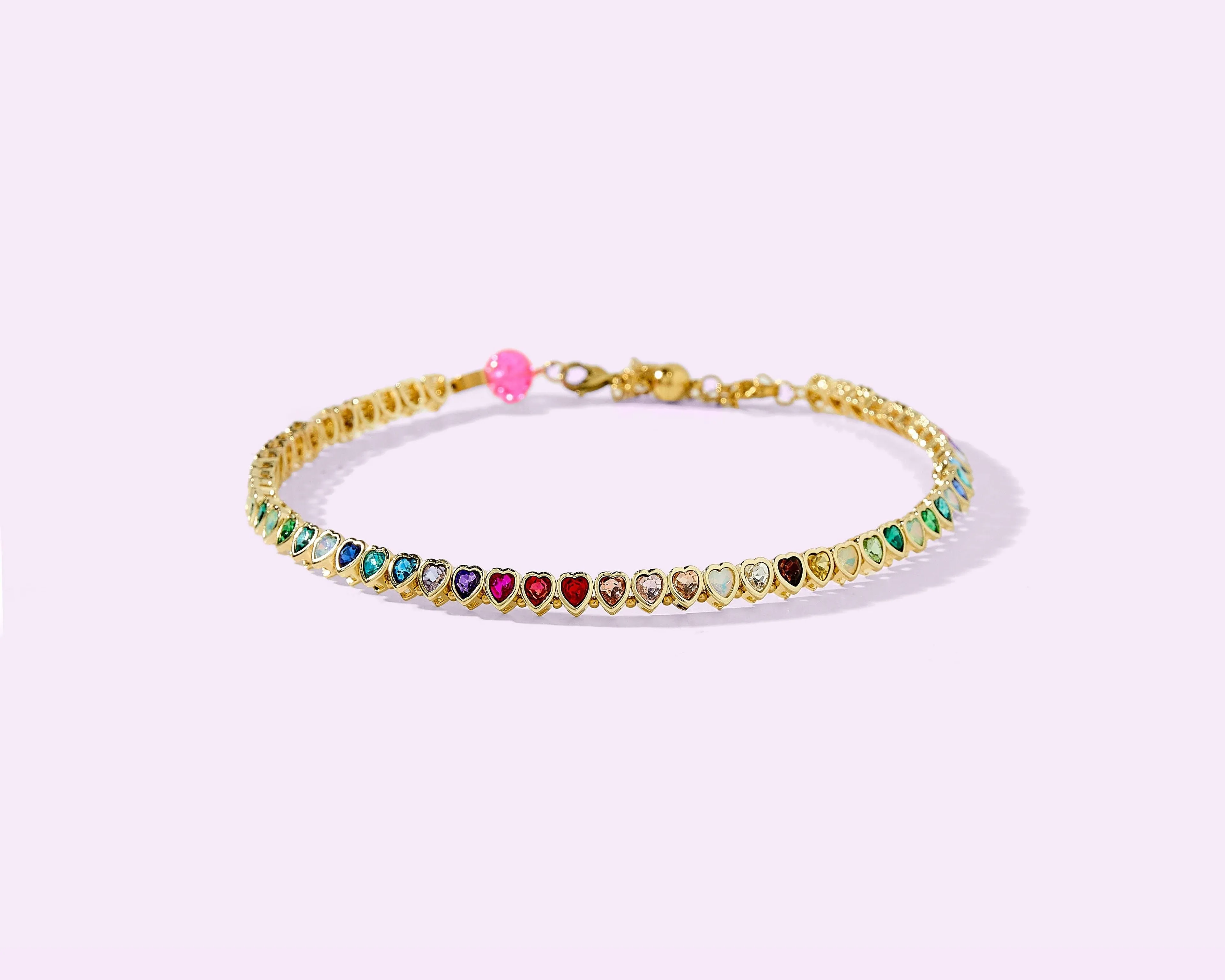 Choker Necklace - Heart-Shaped Rainbow Stones - Amore