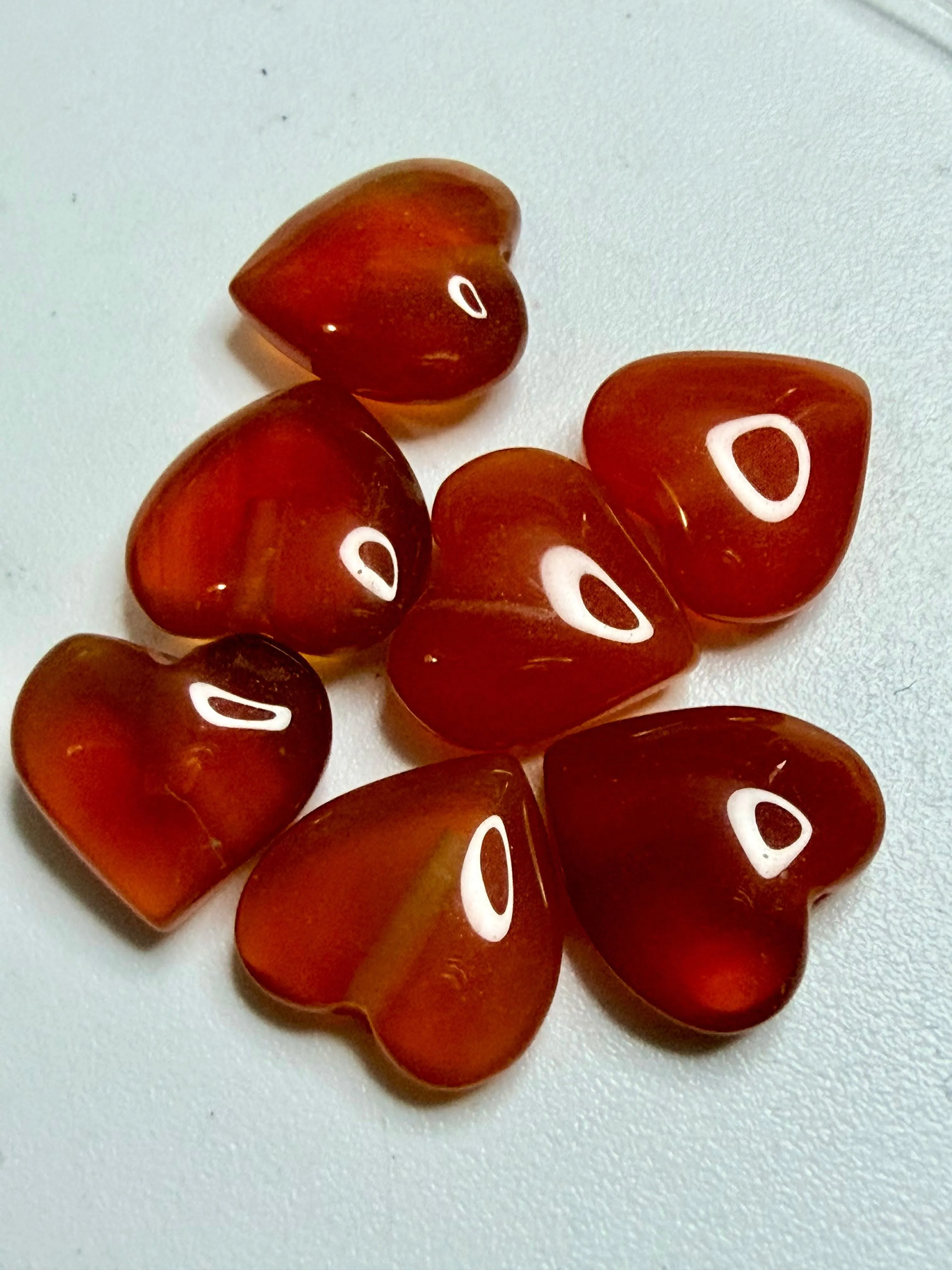 10mm Half Drilled Puffy Heart in Cornelian