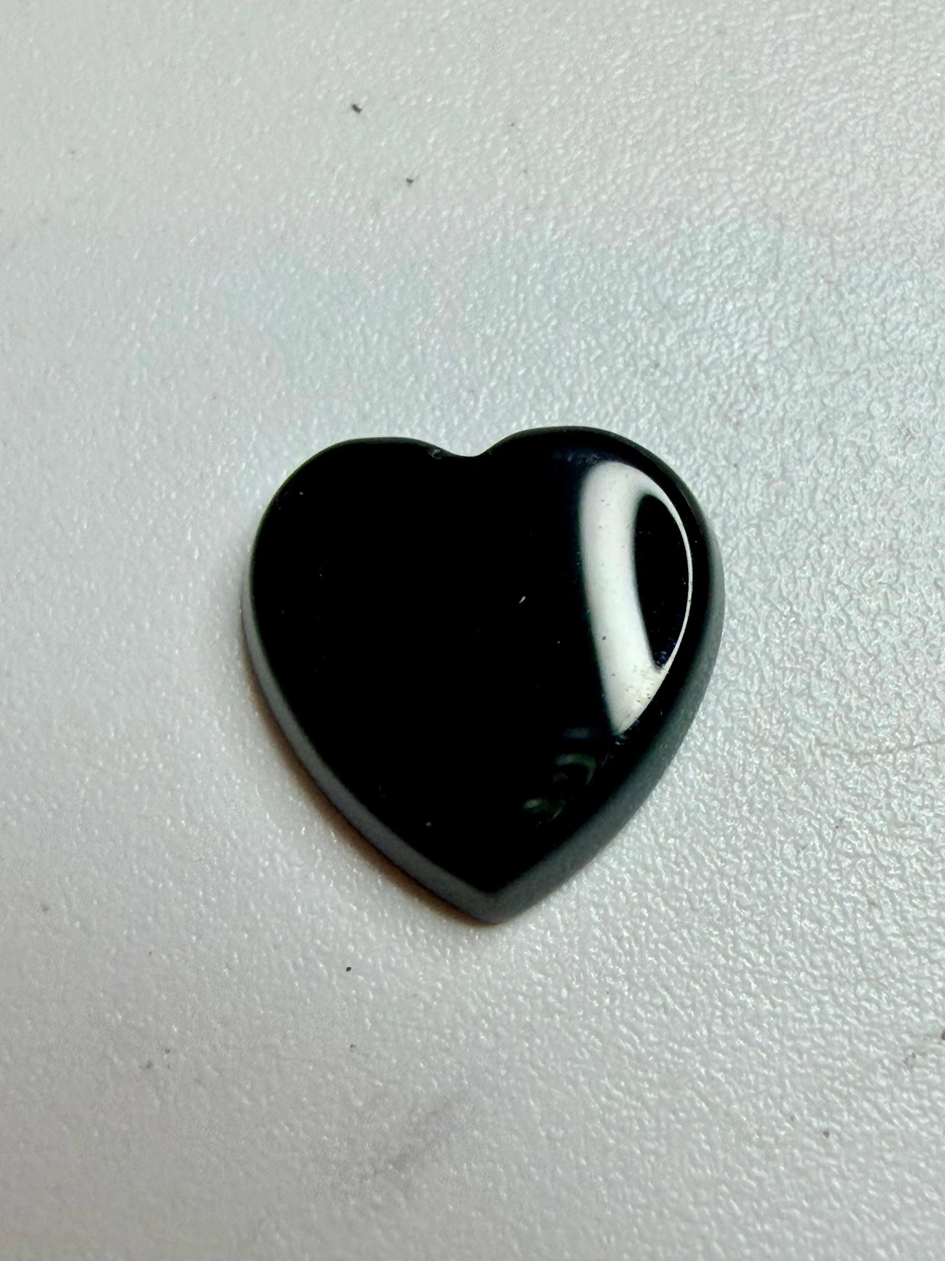 Natural Black Onyx Heart Buff Top Signet 10x10mm