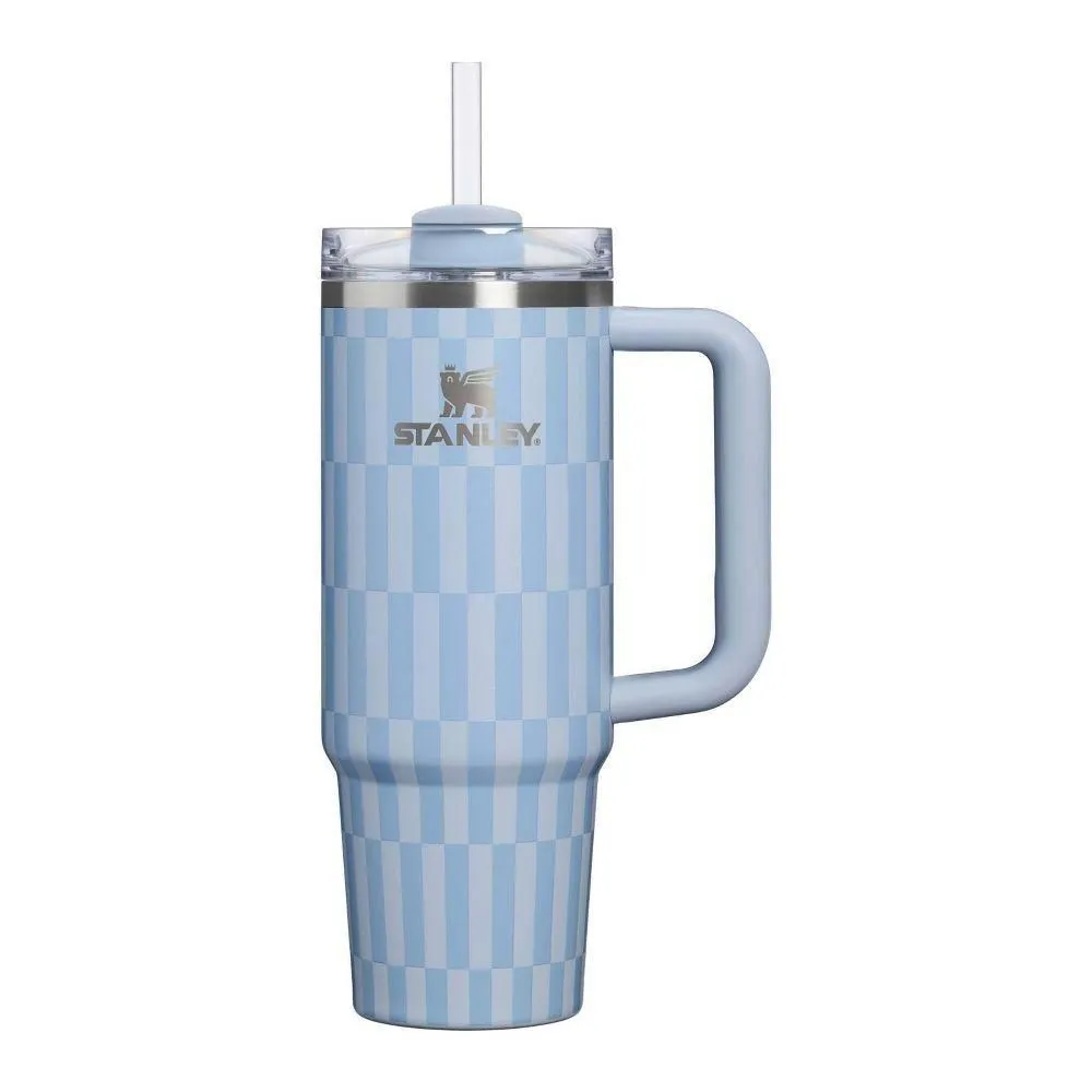 New without box - Stanley 30 oz Stainless Steel H2.0 Flowstate Quencher Tumbler Linen Blue Tile