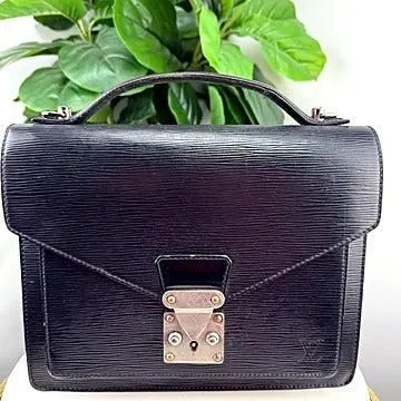 Authentic Louis Vuitton Black Epi Leather Monceau Bag