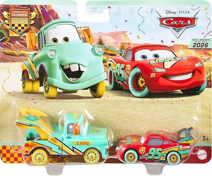 Disney Pixar Cars 2026-20 Year Anniversary Card 2 pack Race to Celebrate Mater & Lightning McQueen Diecast Model Cars
