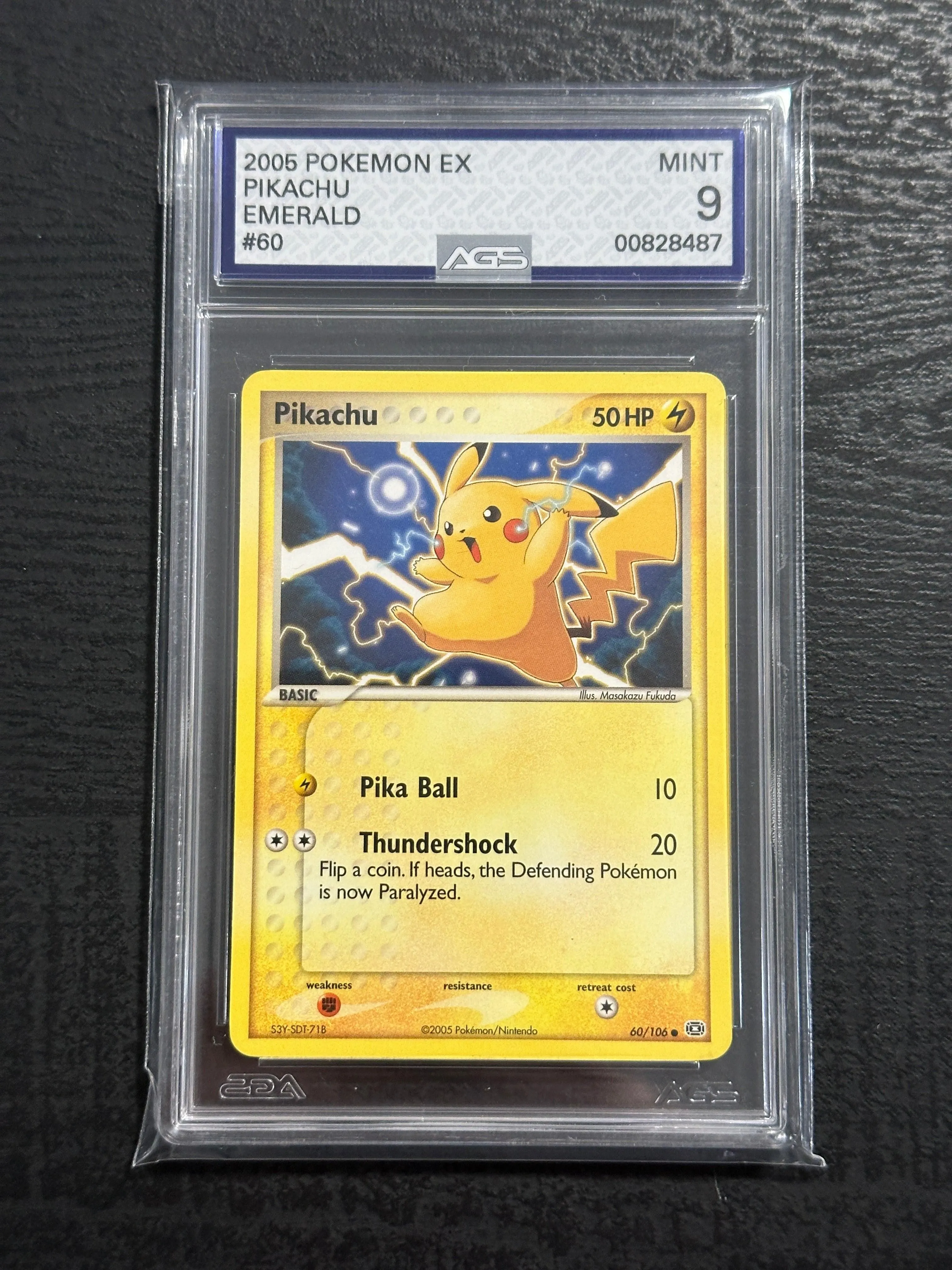 2005 Pokemon Emerald Pikachu #60 AGS 9 Mint