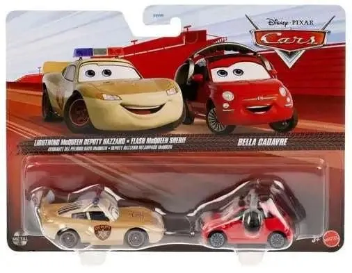 Disney Pixar Cars 2 pack Lightning McQueen Deputy Hazzard & Bella Cadavre Diecast Model Cars