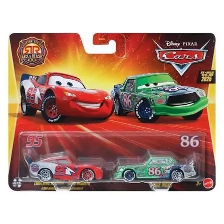 Disney Pixar Cars 2 pack Race & Rescue Lightning McQueen & Chick Hicks Diecast Model Cars