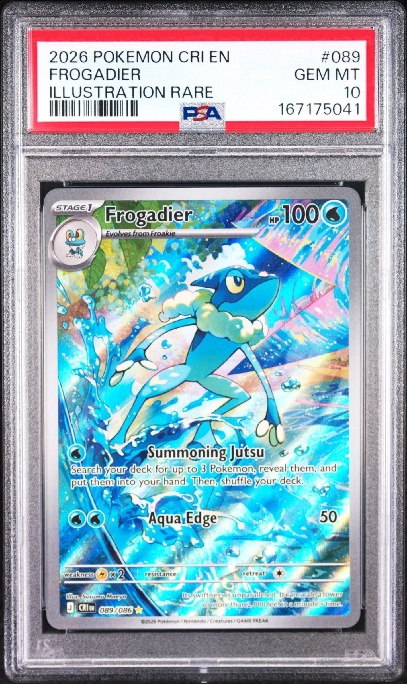 2026 Pokemon Chaos Rising Illustration Rare Frogadier 10 PSA #089
