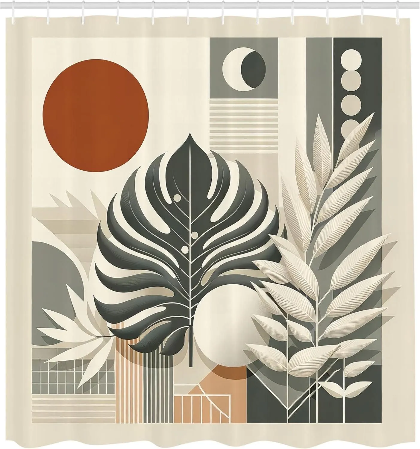 Abstract Monstera Shower Curtain
