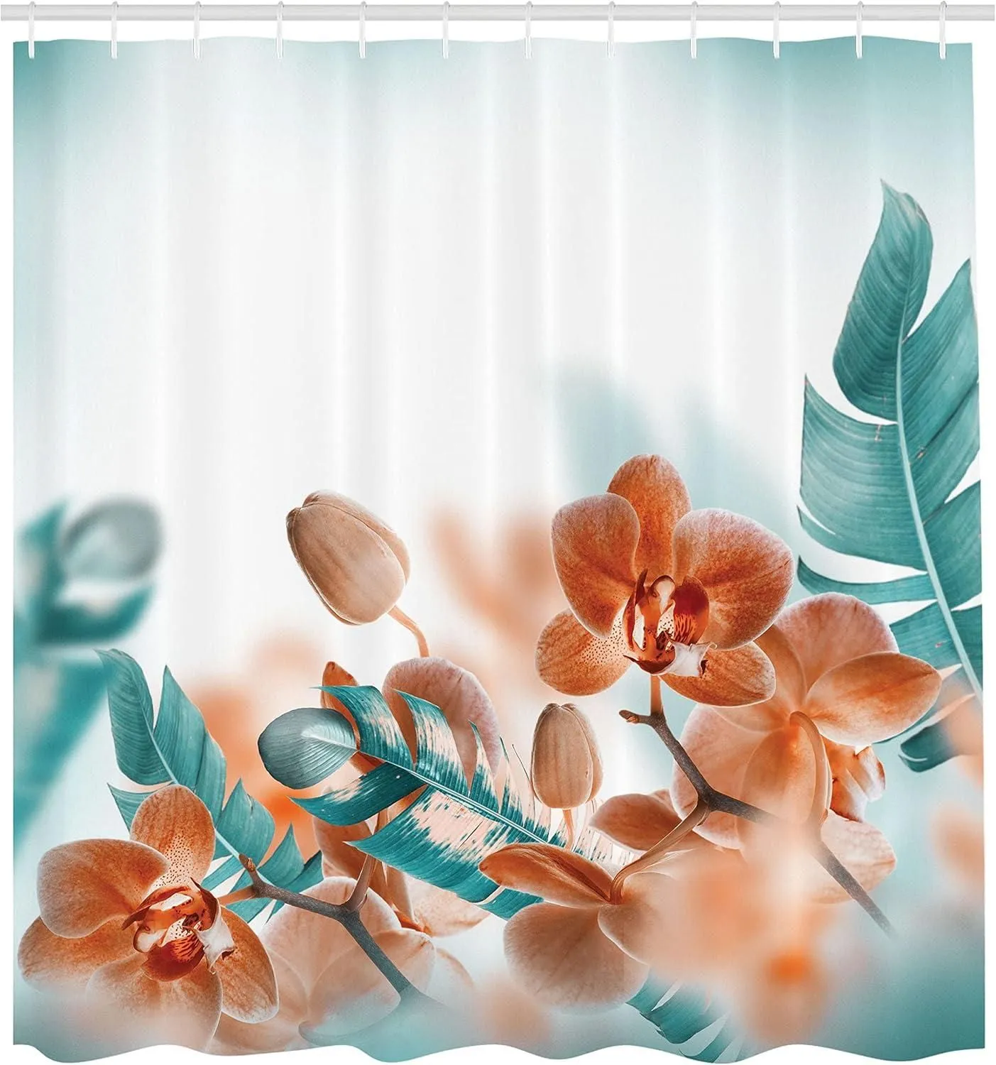 Teal Tropical Shower curtain