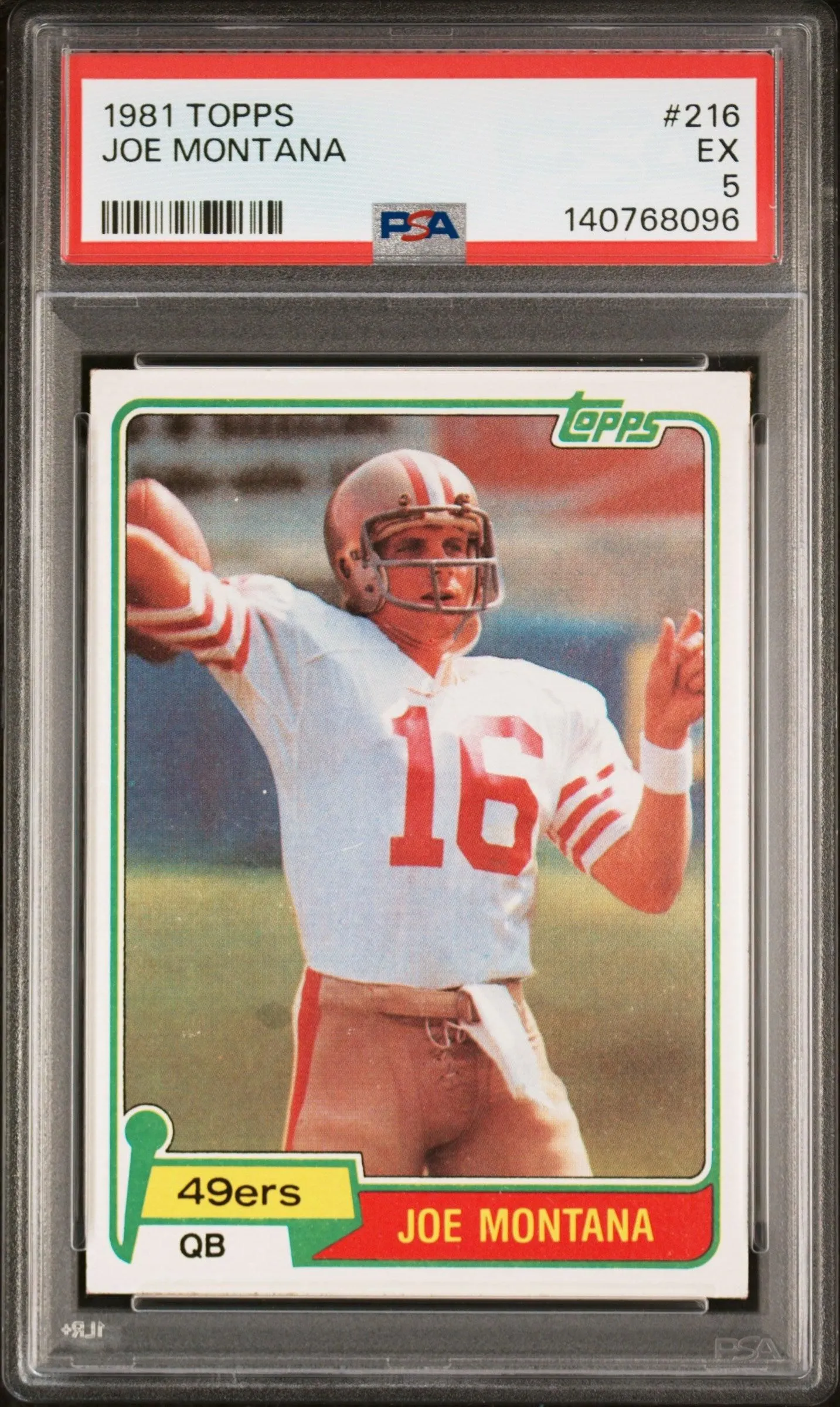 1981 Topps #216 Joe Montana Fresh Grade PSA 5 SN 140768096