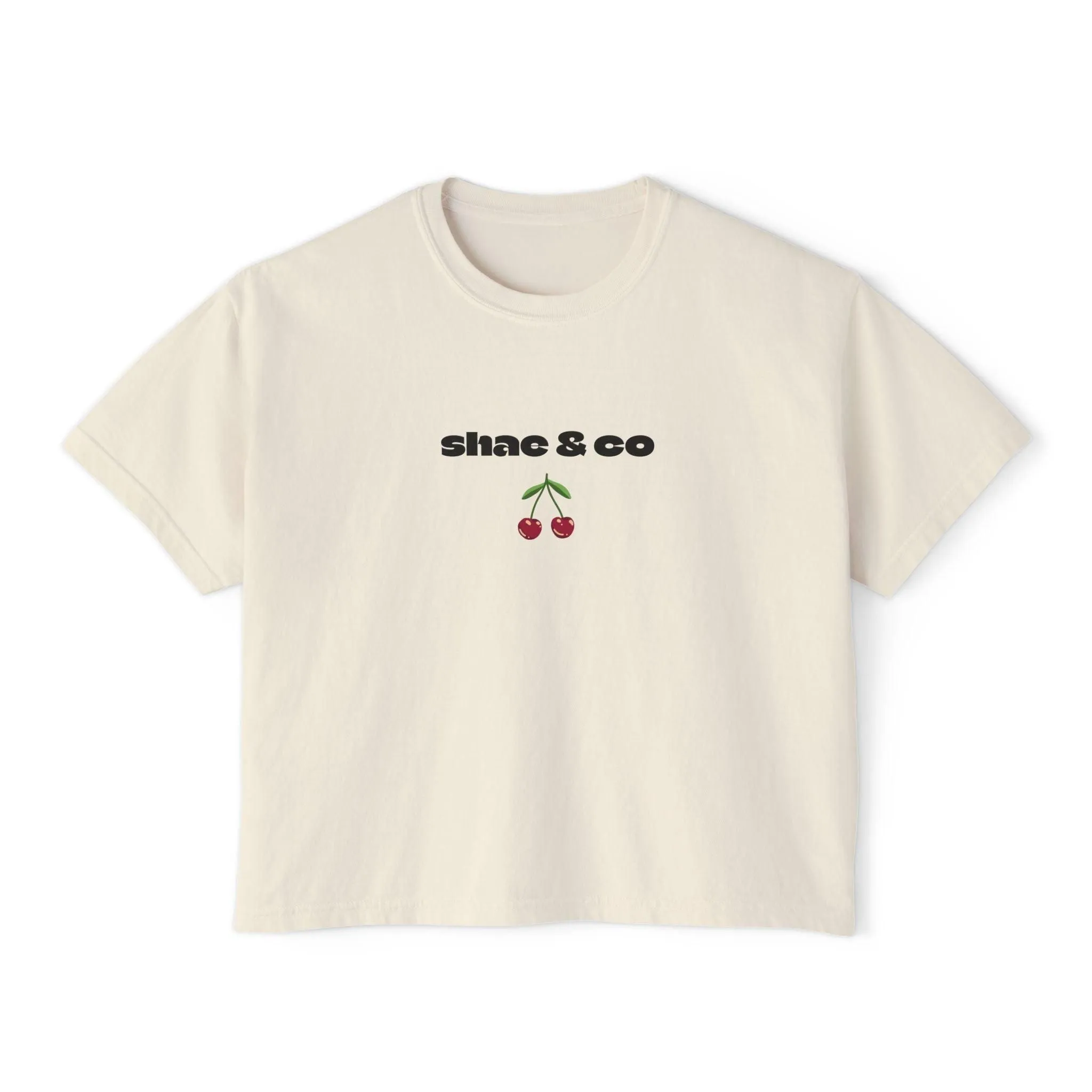 Shae & Co Cherry Logo Tee | Boxy Crop T-Shirt