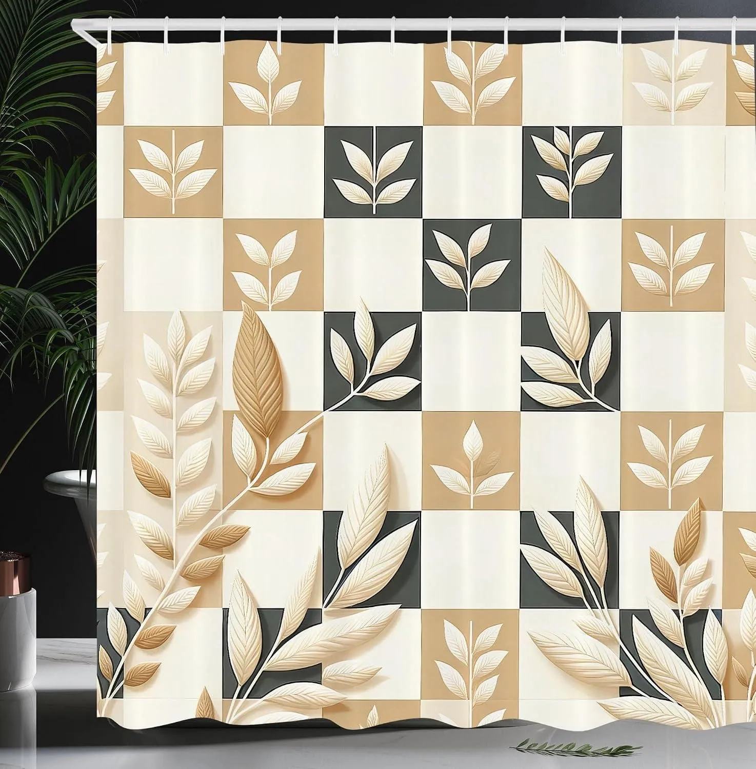 Nuetral Leaves Shower Curtain