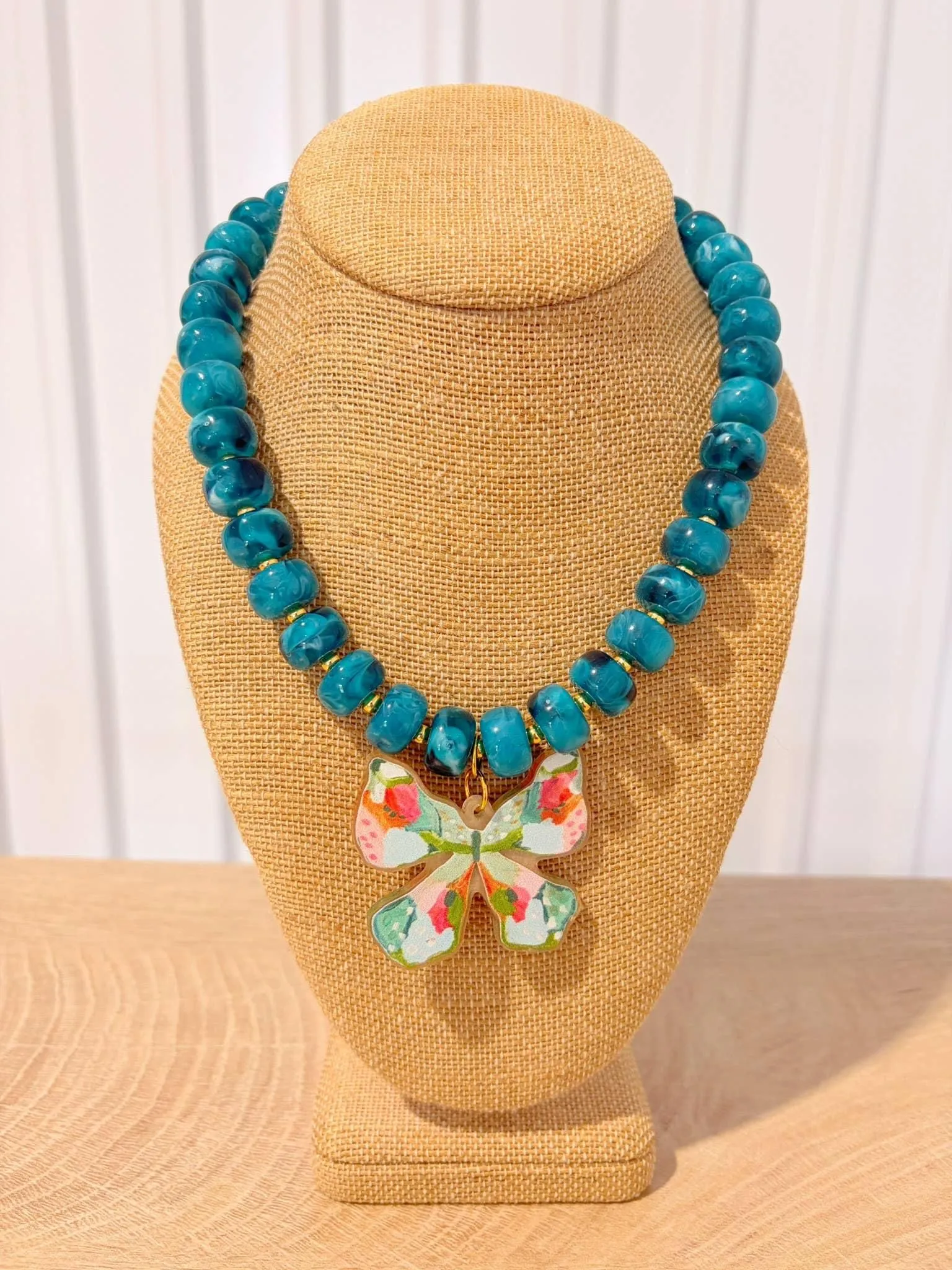 Rebecca x Kate Teal Butterfly Necklace