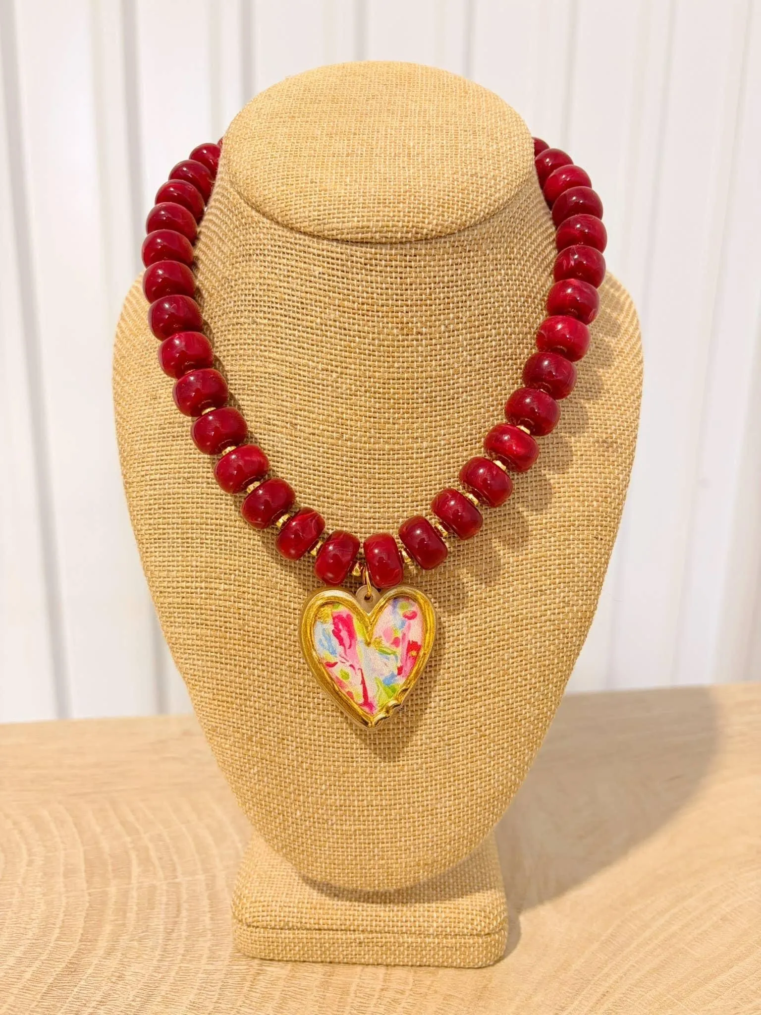 Rebecca x Kate Burgundy Heart Necklace