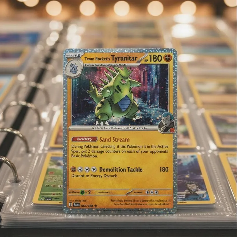 Team Rocket's Tyranitar 096/182 - English Rare Cosmo Holo - SV10: Destined Rivals - Near Mint
