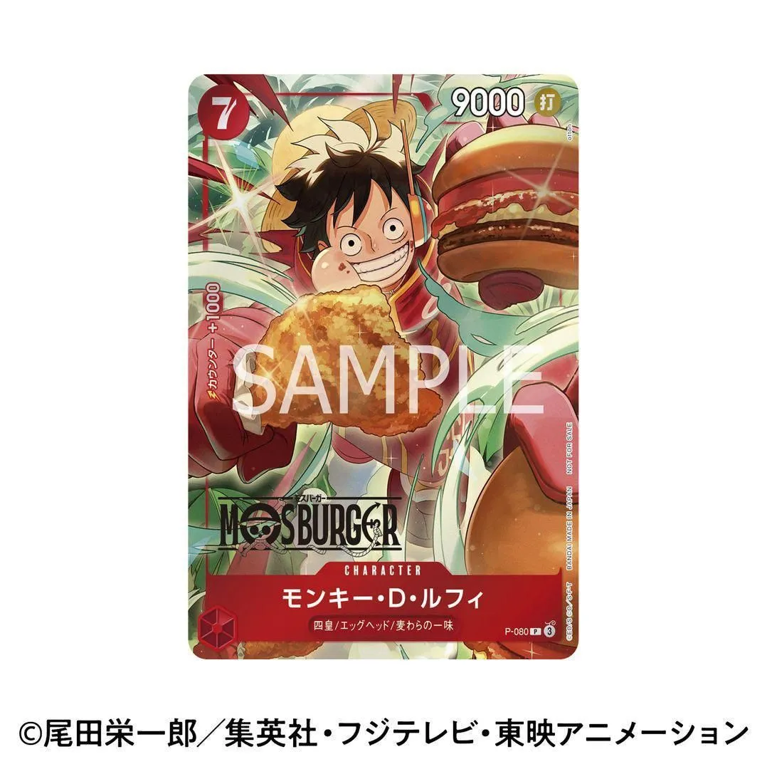 ONE PIECE CARD GAME – Luffy P-080 MOS Burger Promo 2024 + Clear File & Serviette Décorative (JP)