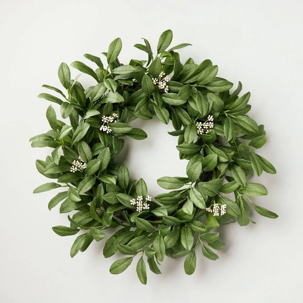 New without box - 26" Seeded Green Leaf Wreath - Hearth & Hand with Magnolia
