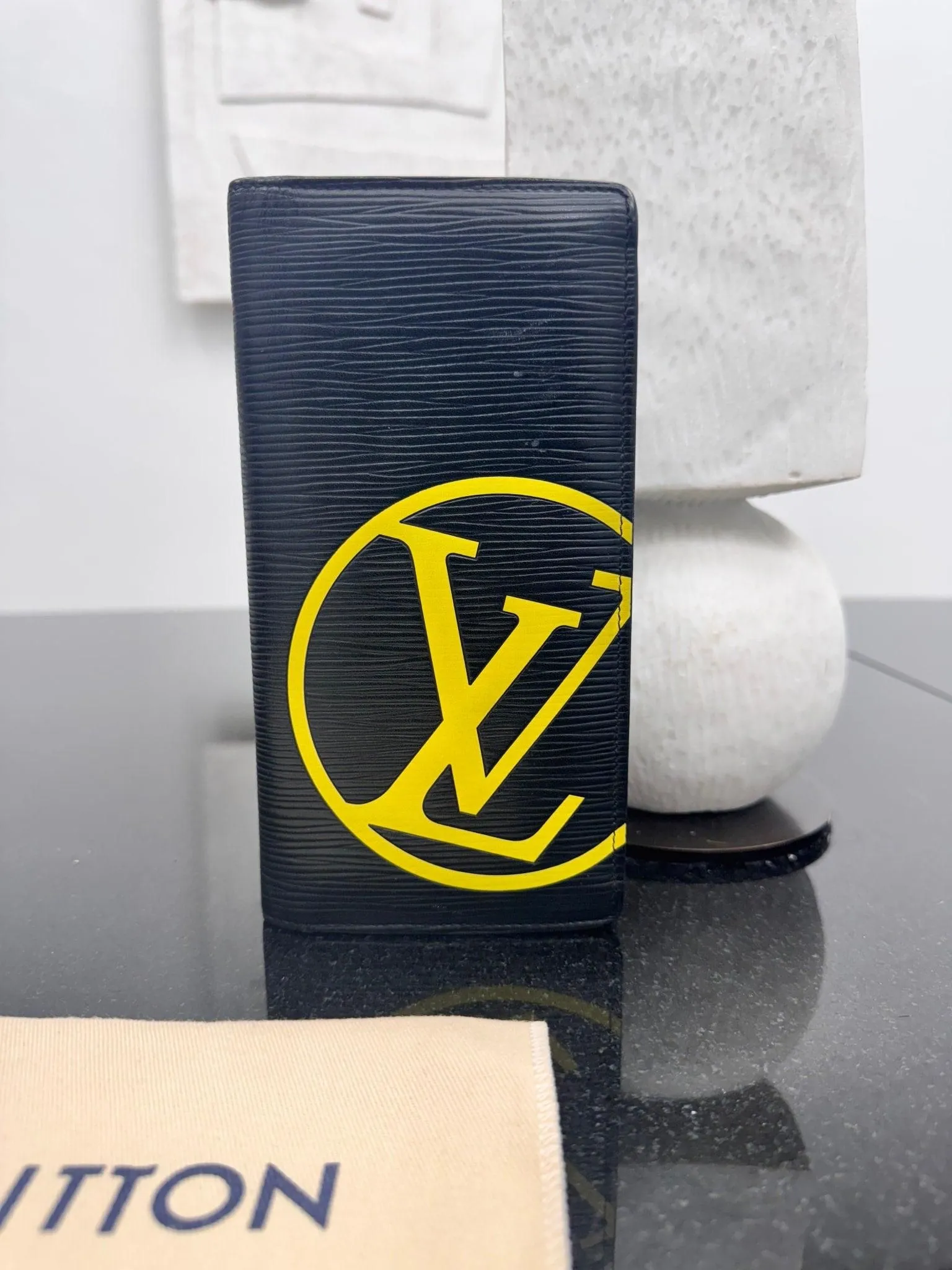Louis Vuitton Black Epi Leather Giant Logo Brazza Wallet