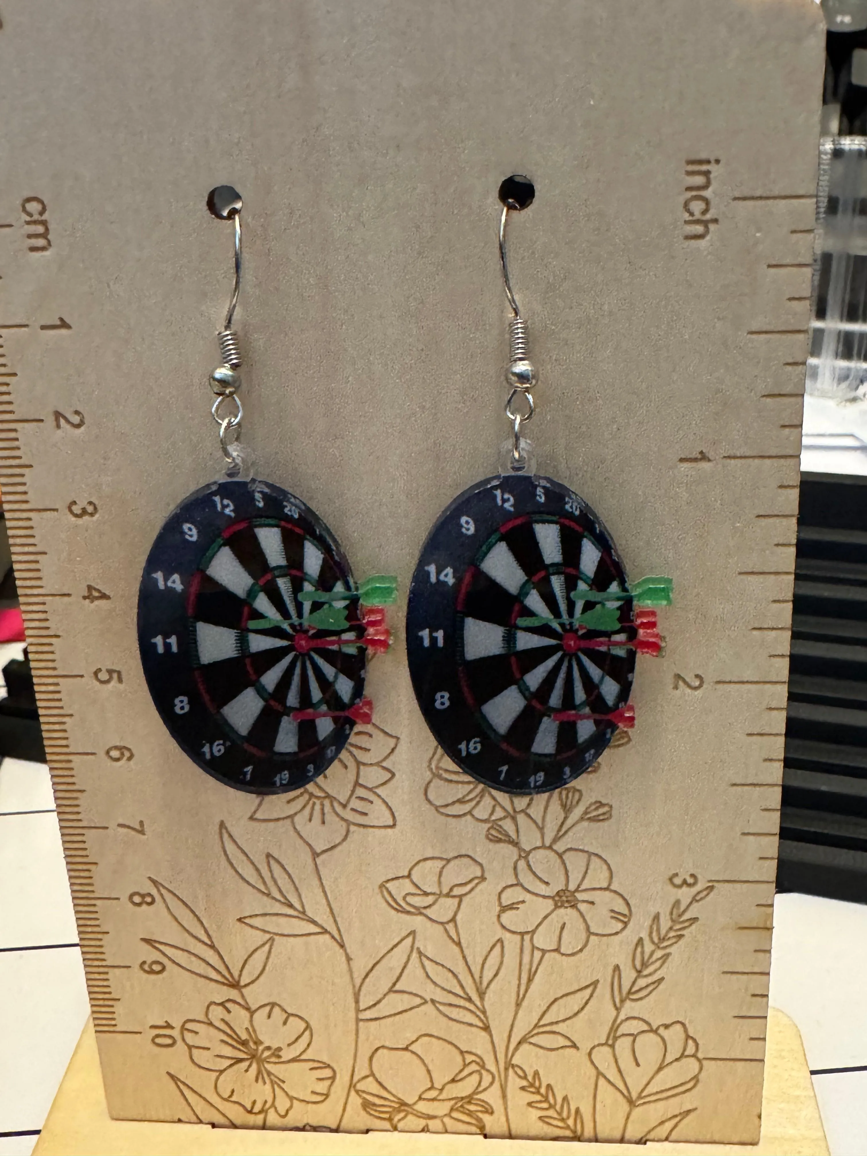 Handmade Dartboard Dangle Earrings