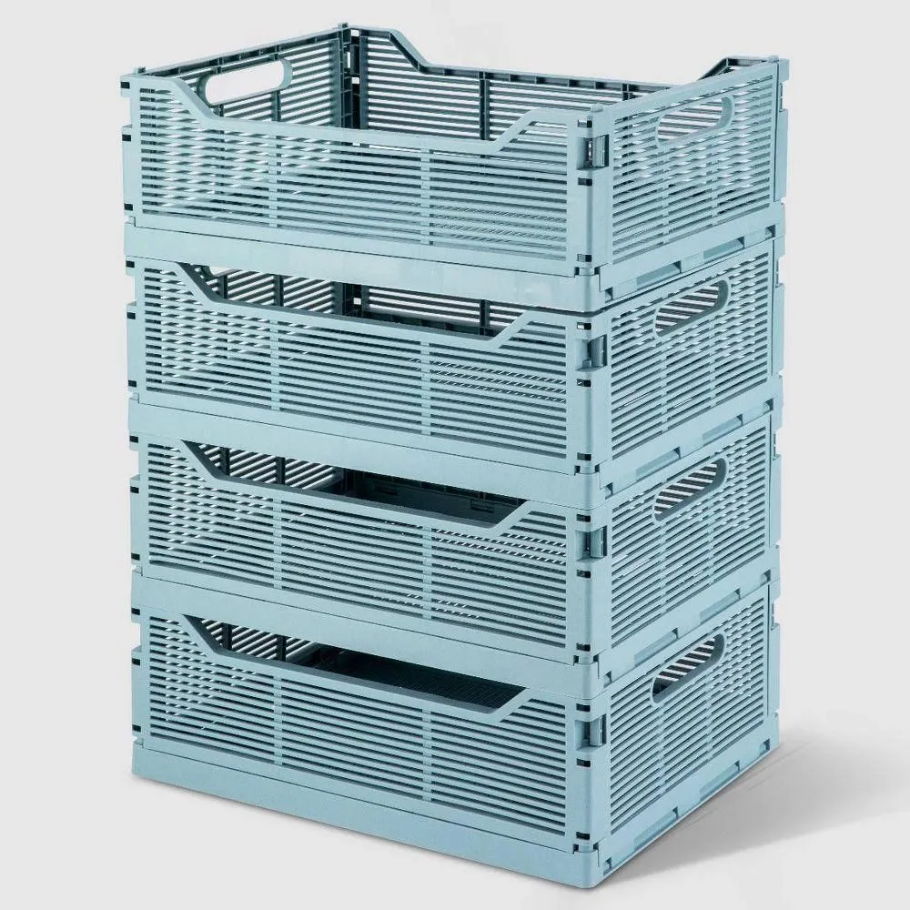 New without box - VUSIGN 4pk Foldable Storage Bins for Desk Organization Stackable Storage