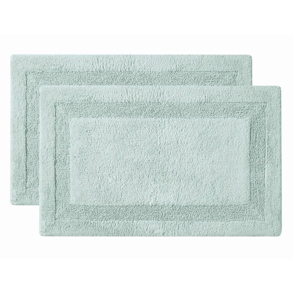 New without box - Royal Velvet Set of 2 (17"x24") Classic Cotton Bath Rugs Sea Mist