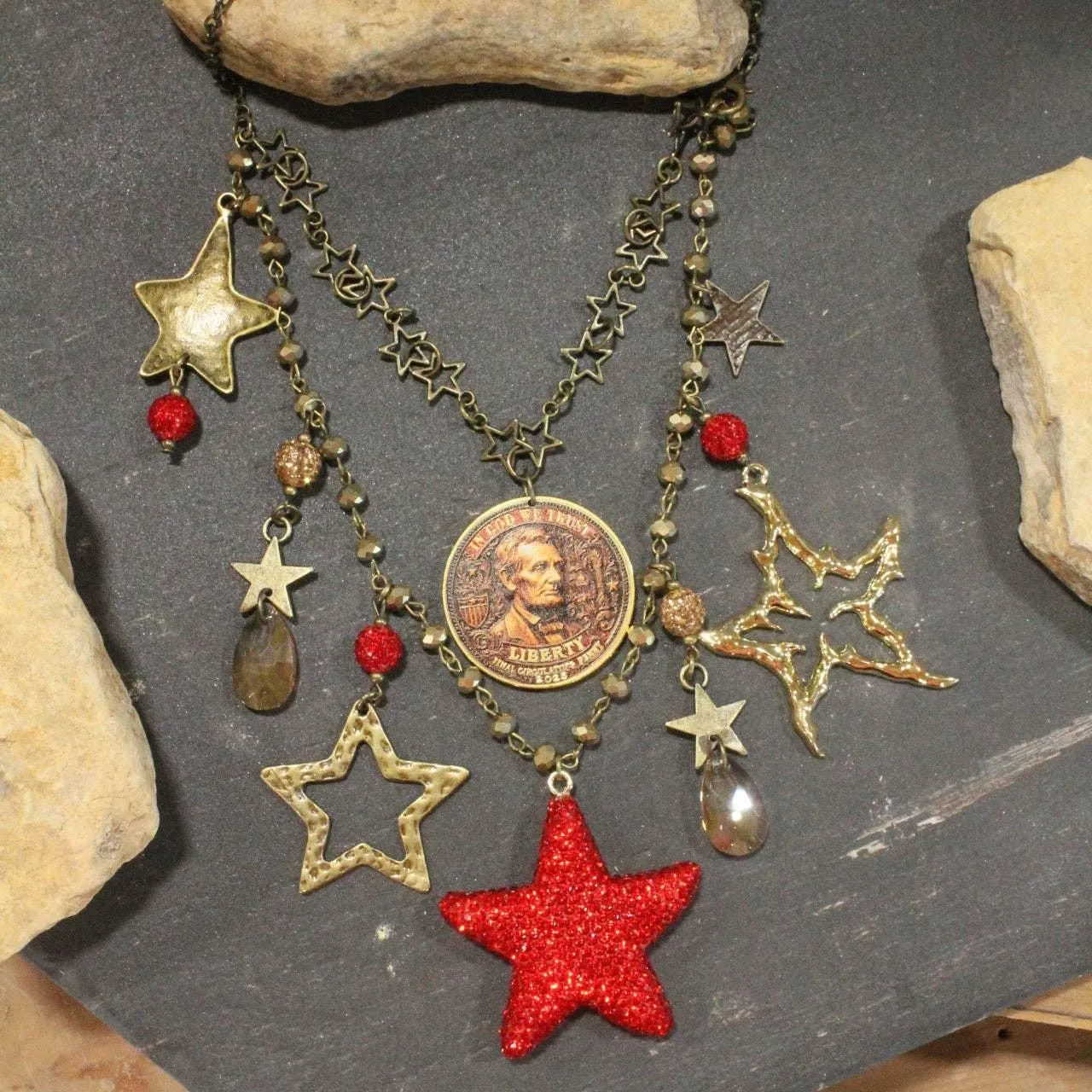 In God We Trust Golden Charm'd Necklace