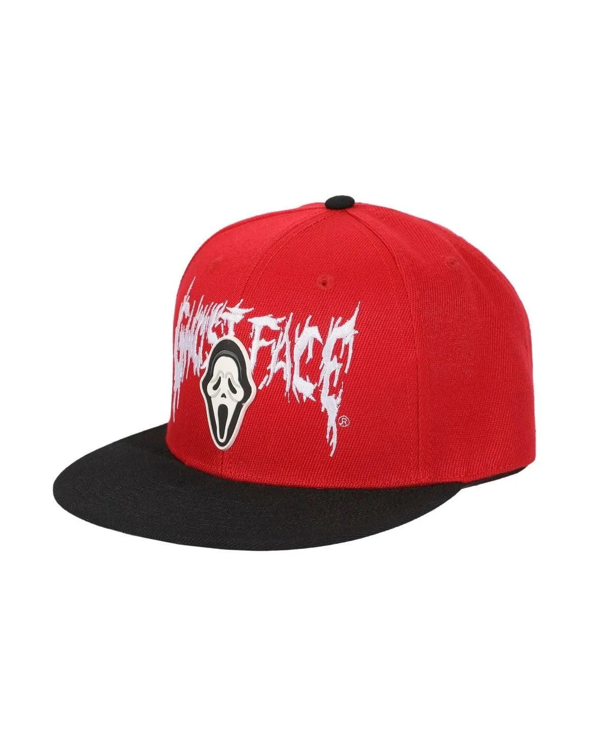 Ghostface Men's Mask Rubber Badge Red Flat Bill Baseball Cap