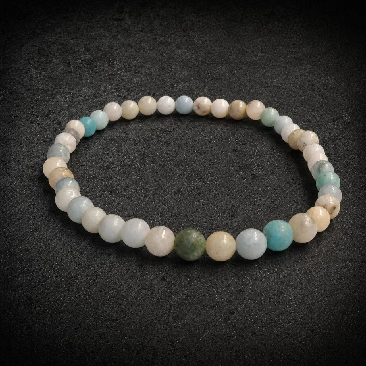 Valkyrie's Veil — Natural Amazonite & White Jade Warrior Bracelet (#B0076)