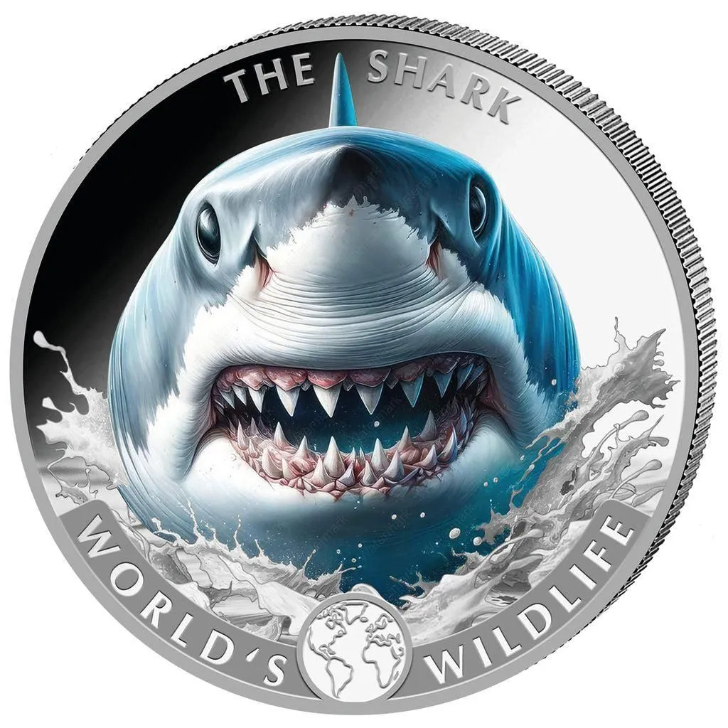 In Stock! 2026 Congo World's Wildlife Shark Colorized 1 oz Silver