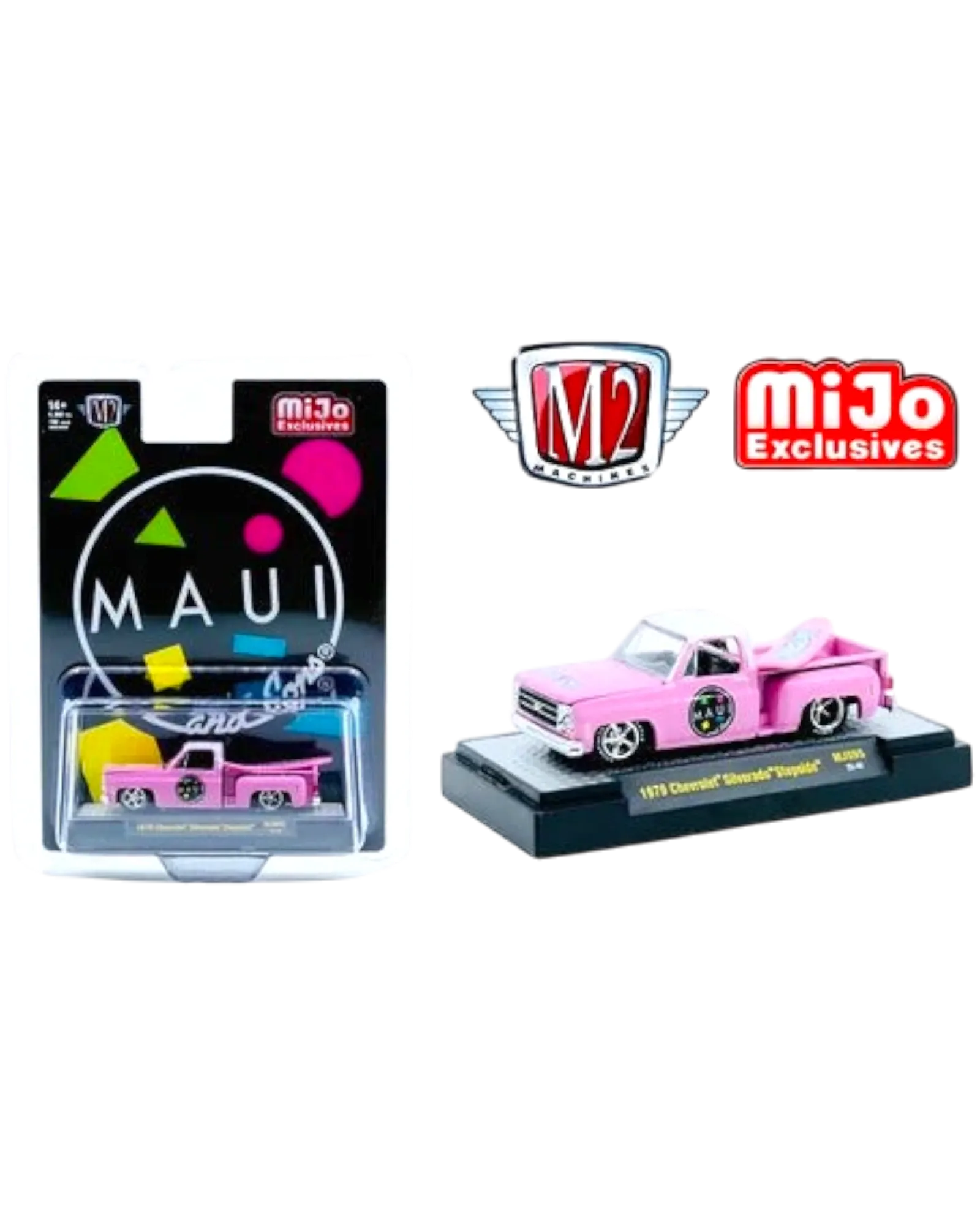 M2 Machines Mijo Exclusive 1979 Chevy Silverado Stepside Maui & Son Pink