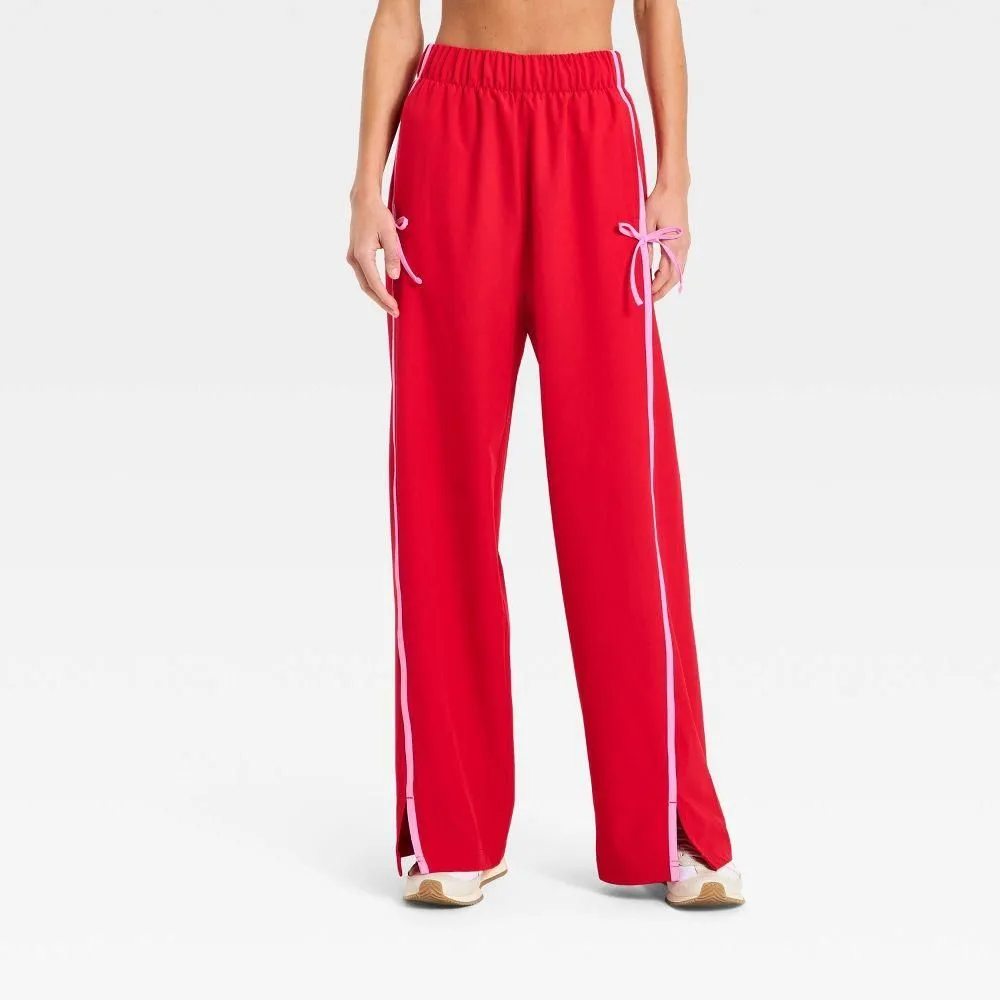 New without Tags - Size: Medium - Women's Woven High-Rise Bow Track Pants - All In Motion Red M
