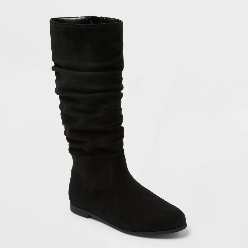 New without Tags - Girls' Scrunch Knee High Boots - Cat & Jack Black 3