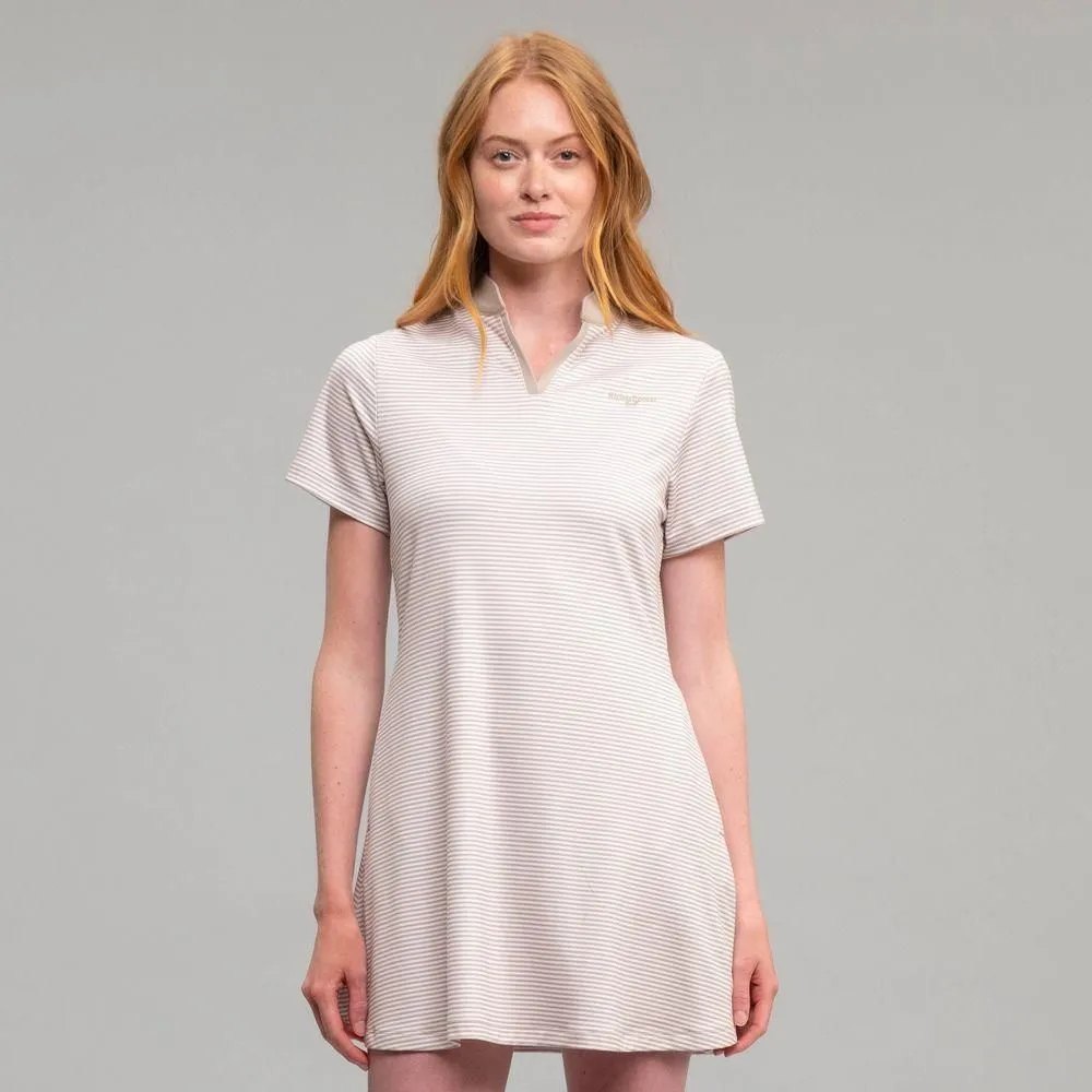 New without Tags - Richer Poorer Women's Short Sleeve Polo Swing Dress - Tan Striped XL