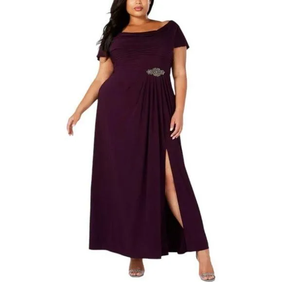 Alex Evenings Beaded Cowl Neck Formal Dress Gown in Purple Womens plus Size  16  Whatnot: Shop, Sell, Connect