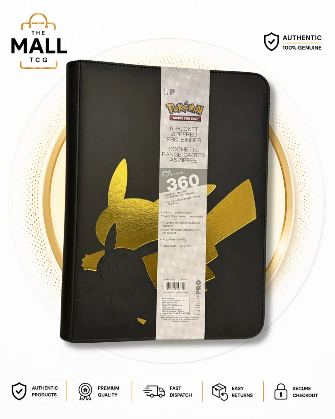 Ultra PRO Pokémon Elite Series Pikachu 9-Pocket Zippered PRO-BINDER