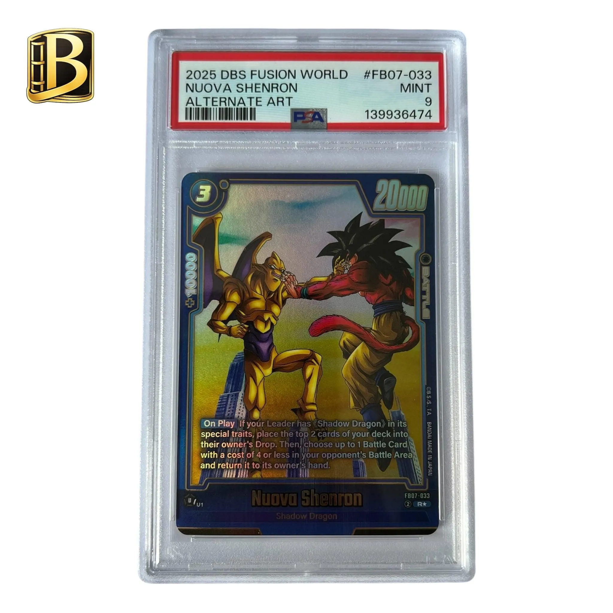 Nuova Shenron FB07-033 R Alt Art PSA 9 Mint Dragon Ball Super